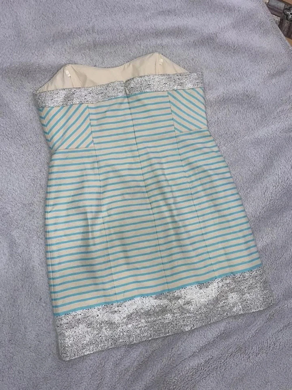 Lilly Pulitzer Cream and blue stripped Dress and Silver Trim